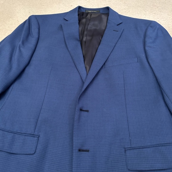 Calvin Klein Blue Houndstooth Sports Coat Blazer Size 44R - Picture 3 of 5